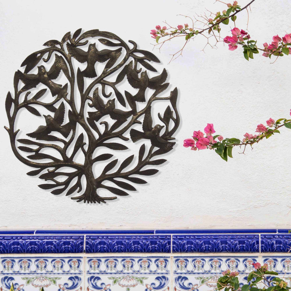 Double Tree of Life Recycled Metal Wall Art