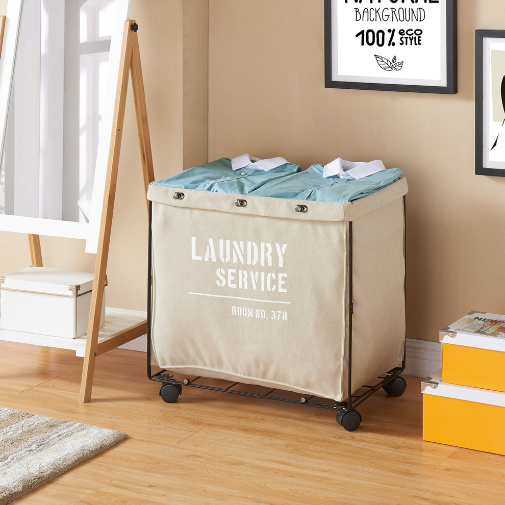 Danya B. Army Canvas Laundry Hamper on Wheels