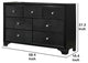 Benzara 7 Drawer Wooden Dresser With Bracket Feet & Crystal Knobs, Black