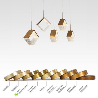 LNC Cendrillon 5-Light 40" Modern Square-Loop Acrylic LED Chandelier, Gold