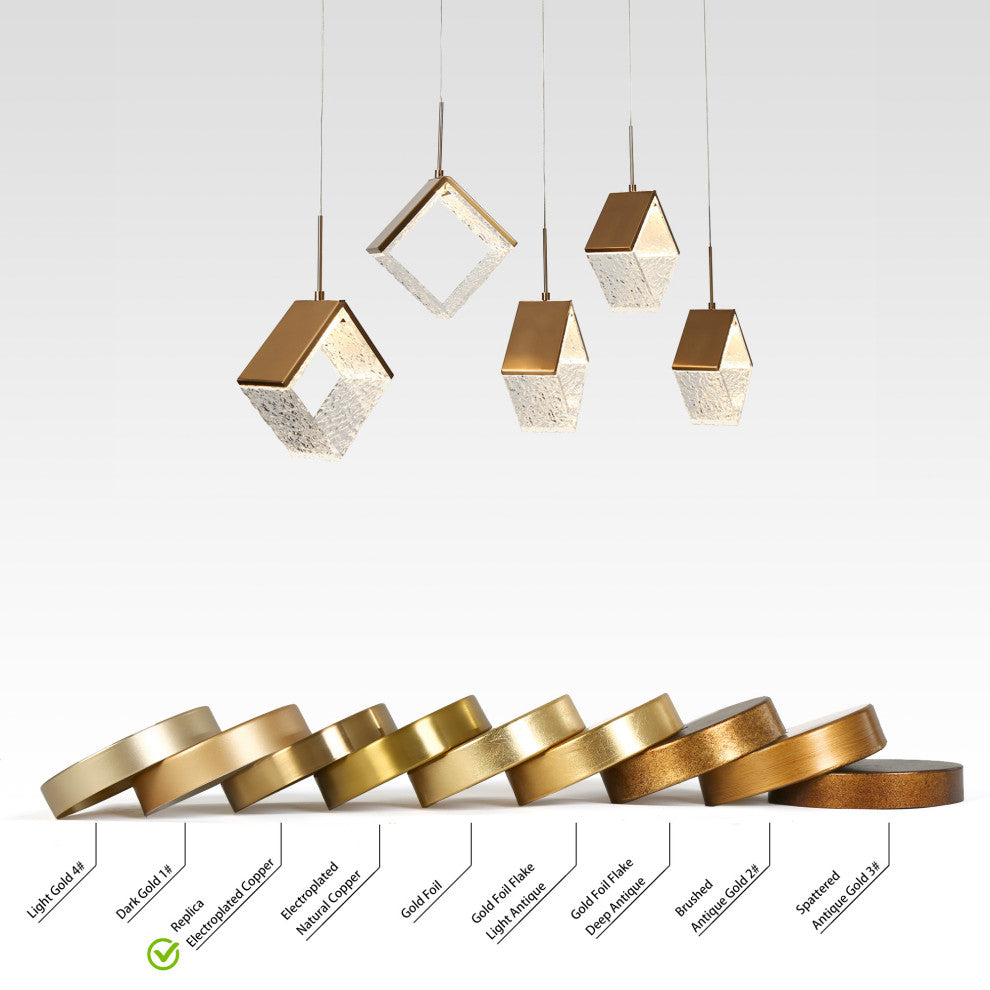 LNC Cendrillon 5-Light 40" Modern Square-Loop Acrylic LED Chandelier, Gold
