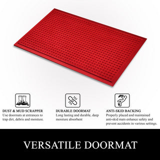 A1HC Superior Absorbant Polypropylene Doormat, Red Waffle, 18"x30"