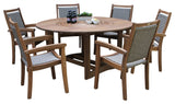 7-Piece Eucalyptus Round Lazy Susan Dining set With 6 Stacking Wicker Armchairs