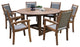 7-Piece Eucalyptus Round Lazy Susan Dining set With 6 Stacking Wicker Armchairs