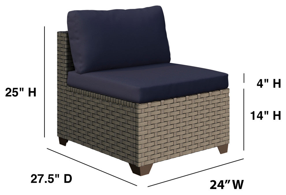 Keys 4-Piece Outdoor Conversation Set with Coffee Table in Summer Fog Wicker, Cyan
