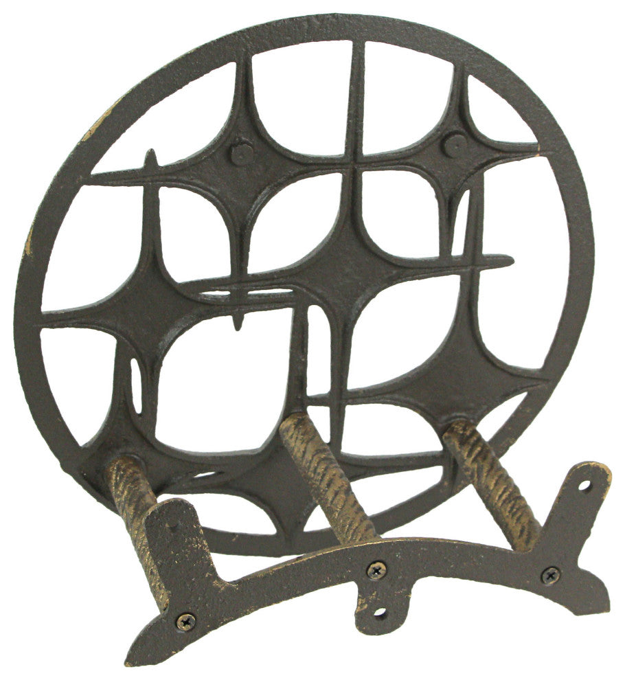 Cast Iron Mid Century Modern Stars Decorative Wall Mounted Garden Hose Holder