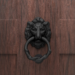 Lion Head Design Front Door Knocker Matte Finish 6" H x 3-3/4" W Gate Knocker