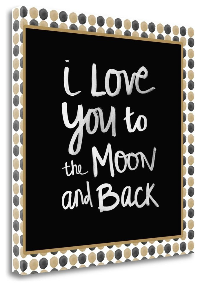 "Moon - Gold And Black" By Linda Woods, Giclee Print on Gallery Wrap Canvas