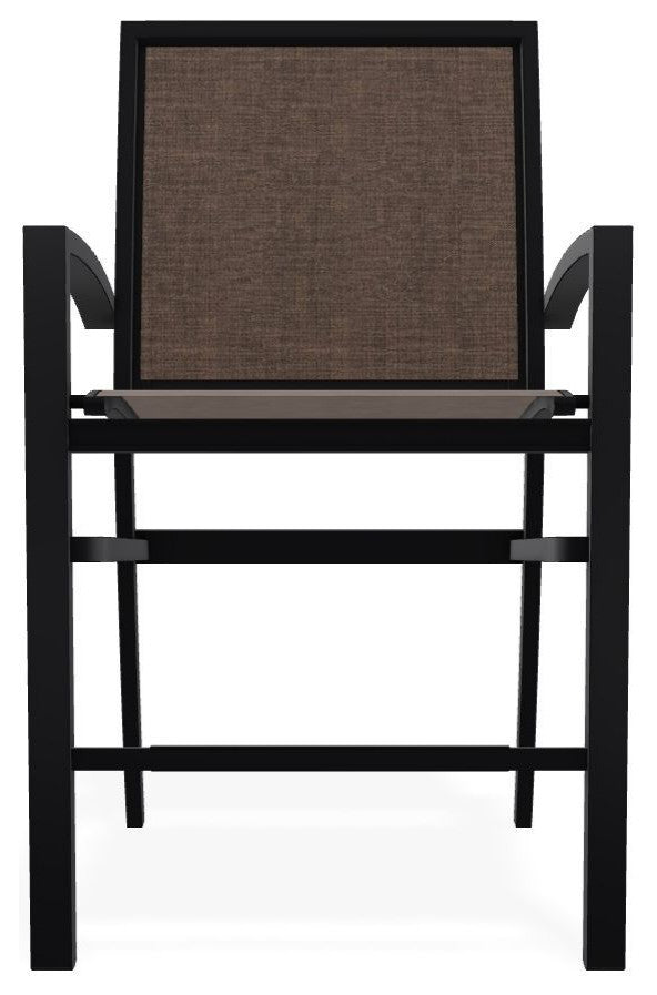 Kendall Sling Balcony Height Stackable Outdoor Stool, Mocha/Black