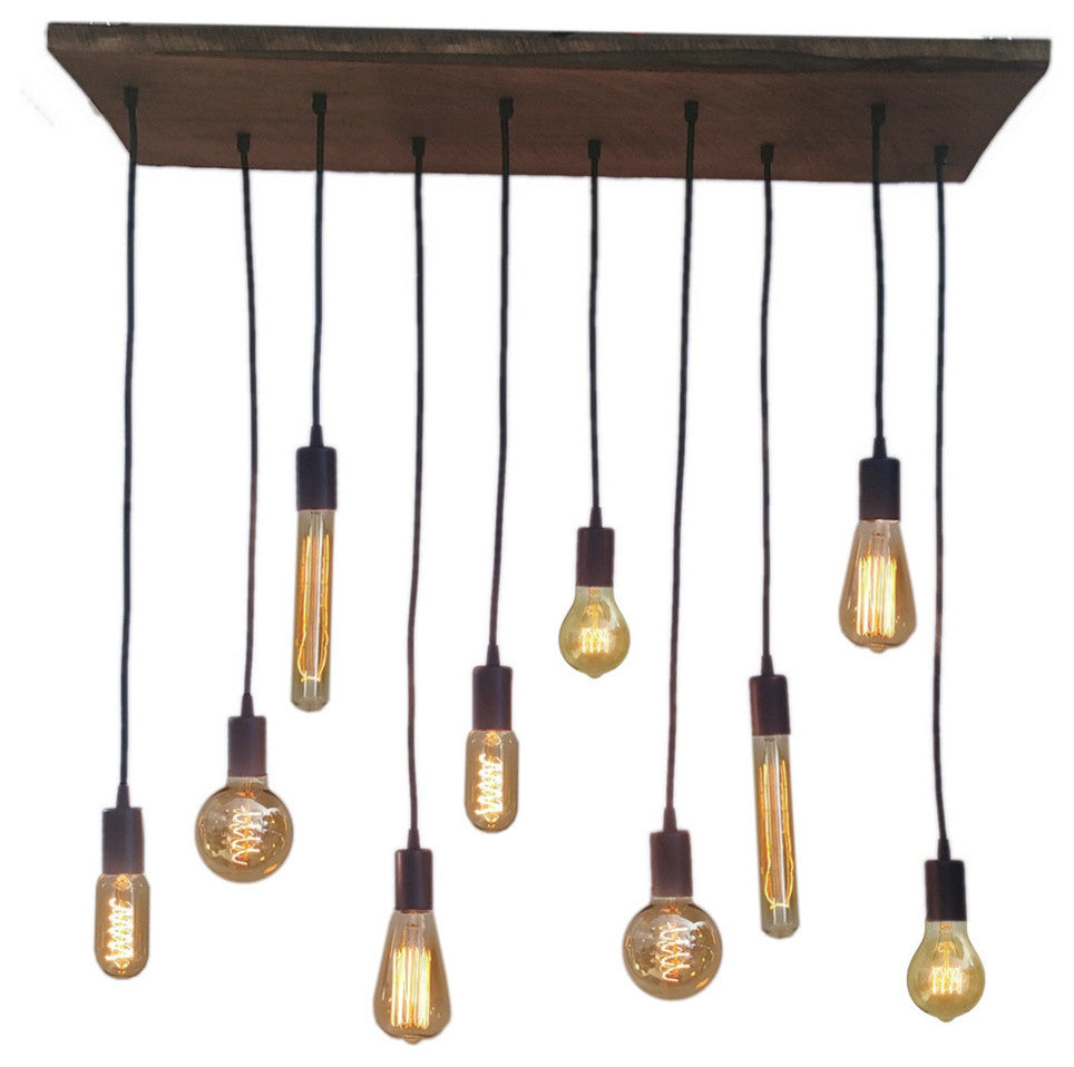 10 Pendant Wood Chandelier