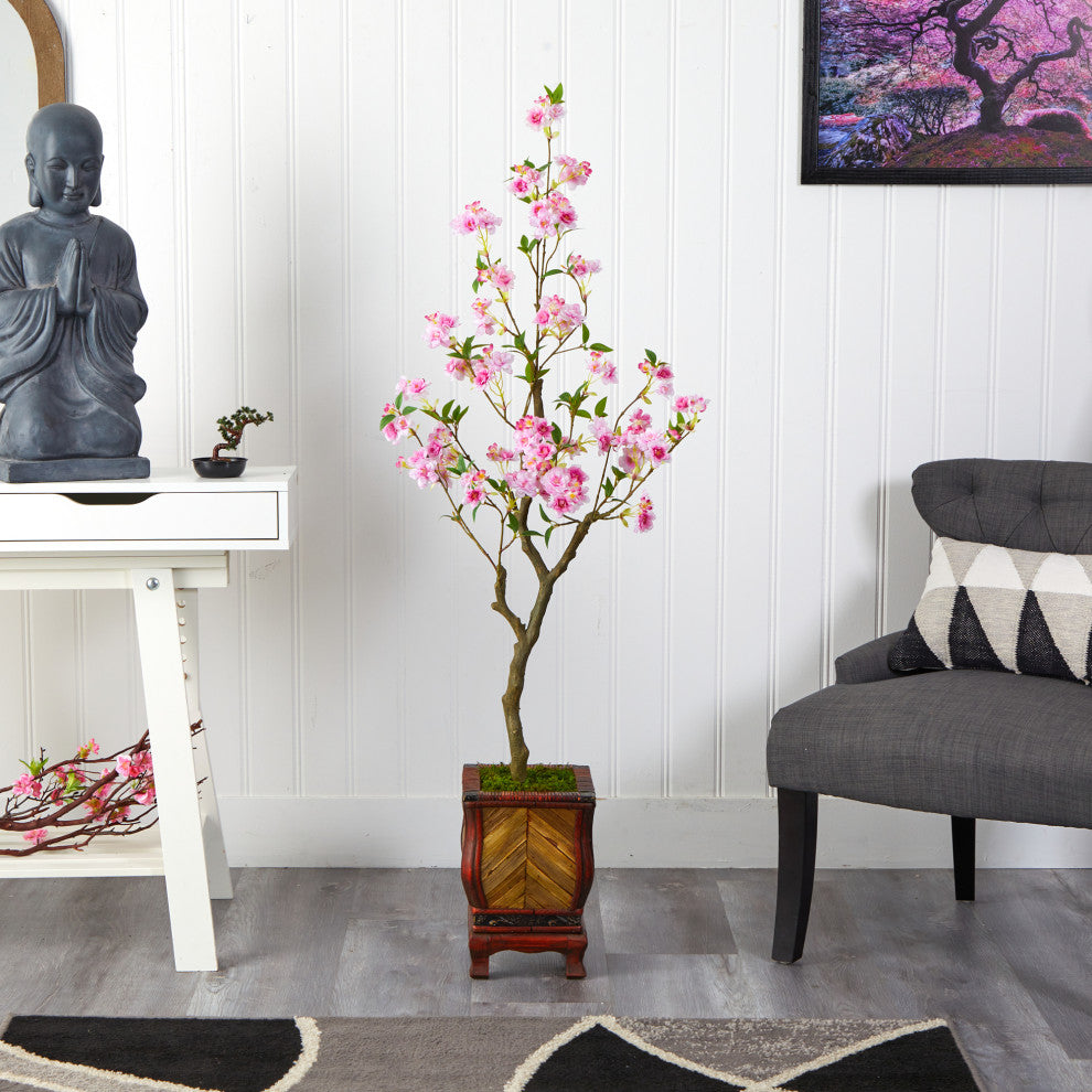 56" Cherry Blossom Artificial Tree, Decorative Planter