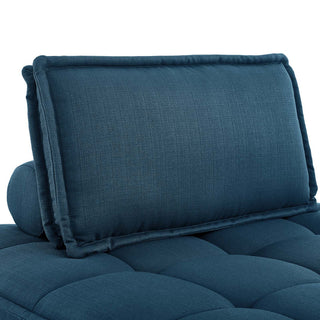Saunter Tufted Fabric Armless Chair Azure