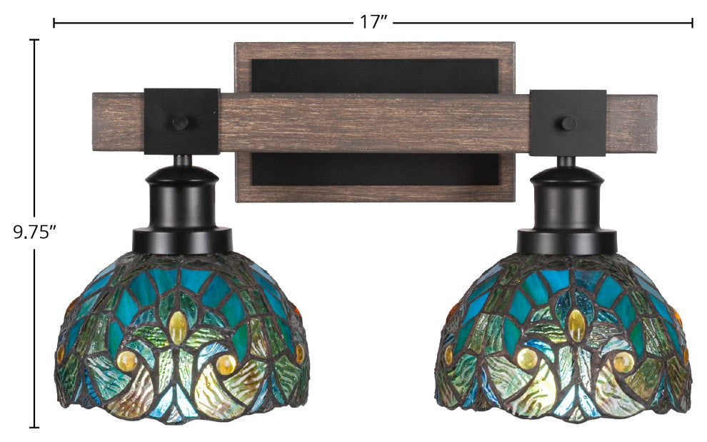 Tacoma 2-Light Bath Bar, Turquoise Cypress Art