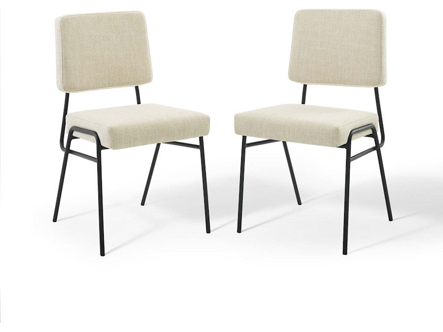 Craft Dining Side Chair Upholstered Fabric Set of 2-Black Beige