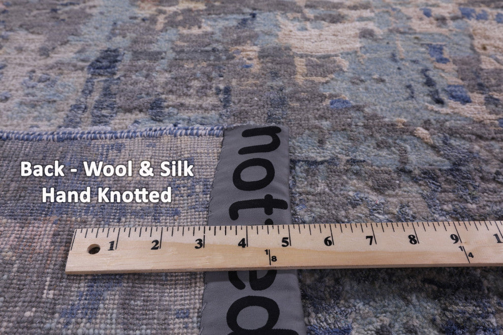 8' 0" X 10' 3" Abstract Handmade Wool & Silk Rug - Q15542