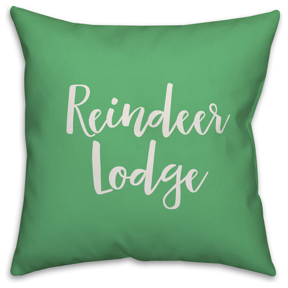 Reindeer Lodge, Light Green 18x18 Throw Pillow