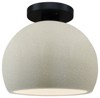 Radiance Small Globe Semi-Flush, White Crackle Frame, Black Metal, Standard