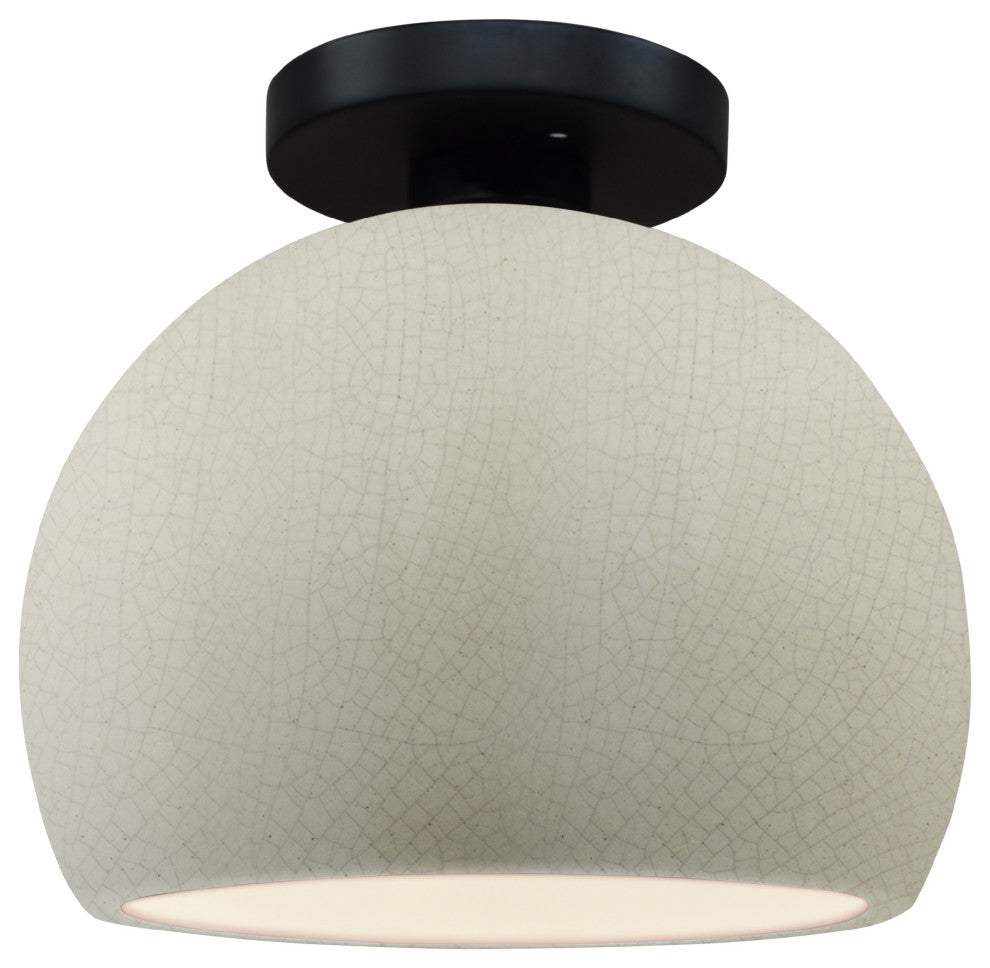Radiance Small Globe Semi-Flush, White Crackle Frame, Black Metal, Standard