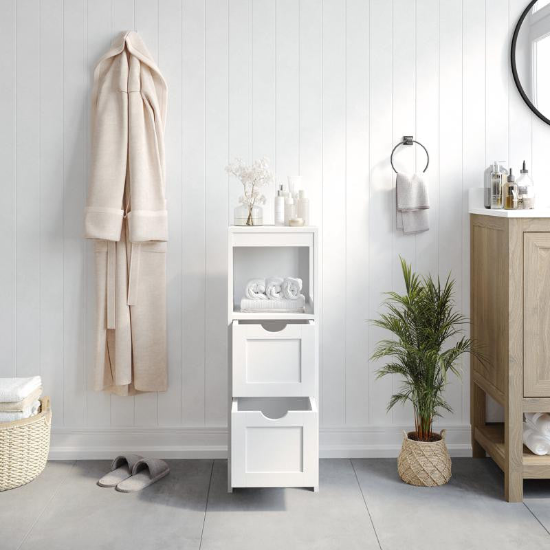 Dune Farmhouse Bathroom Storage Organizer, White