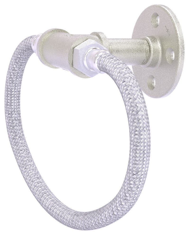 Pipeline Towel Ring with Stainless Steel Braided Ring, Satin Nickel