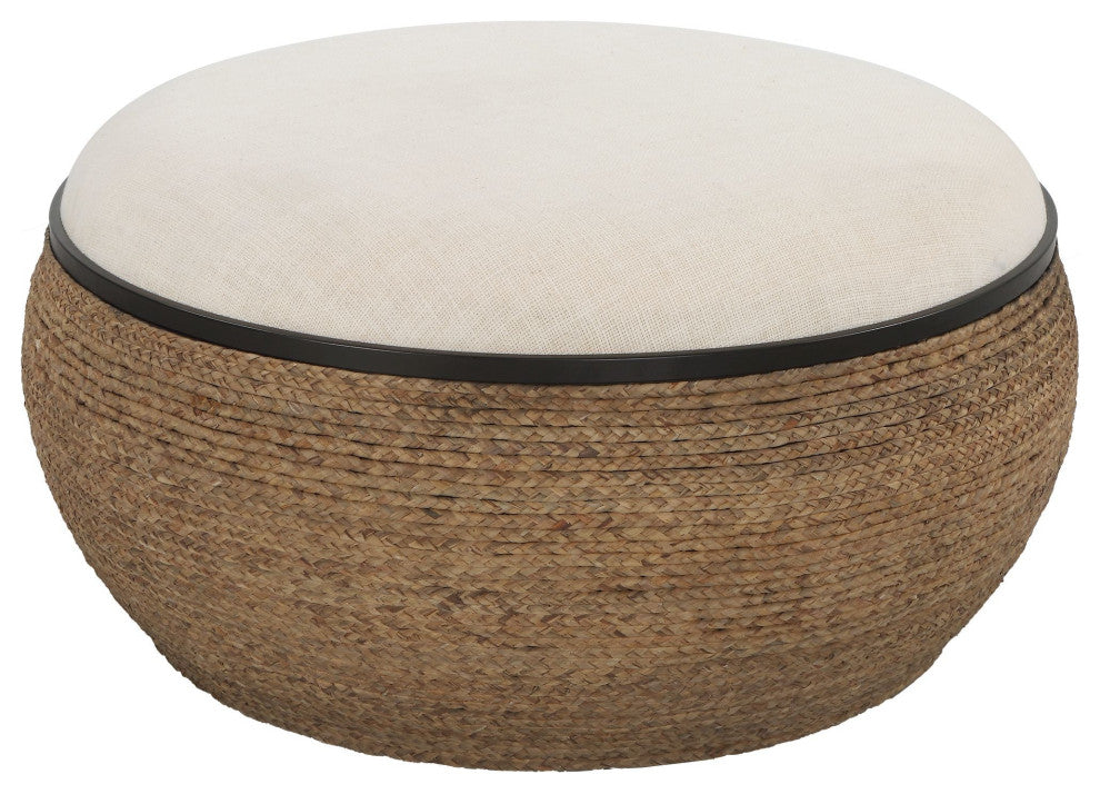 Uttermost Island Straw Storage Ottoman / Coffee Table