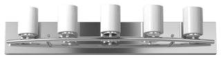 5x40W Bath Vanity Light With Chrome Finish and White Glass