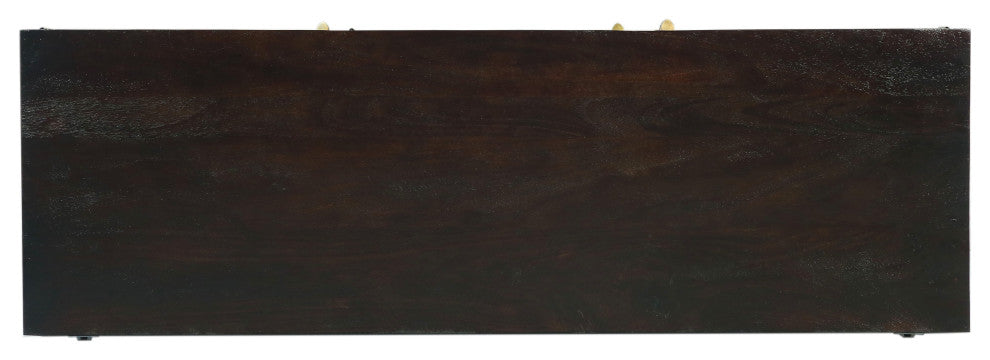 Graniss Boho Handmade Mango Wood 3 Door Sideboard, Walnut and Natural