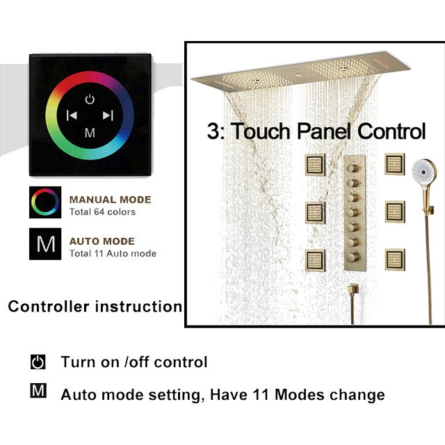 Led Column Mist Shower System, Hand Shower, Style A, Touch Panel Light