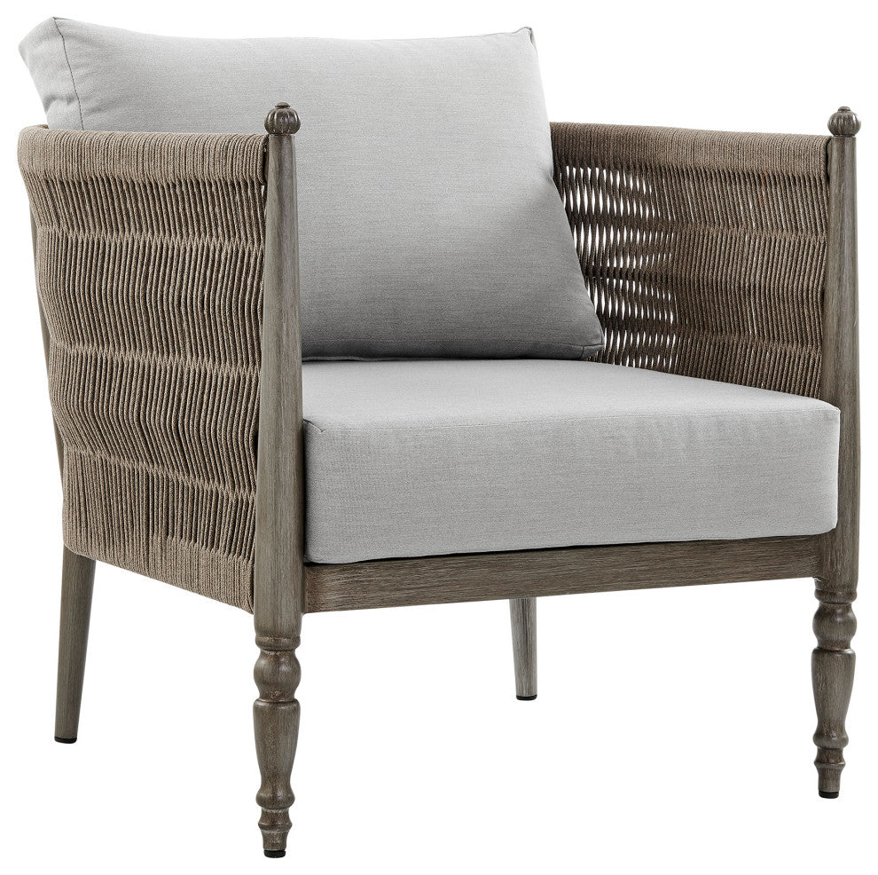 Safari 4-Piece Outdoor Aluminum and Rope Seating Set With Beige Cushions