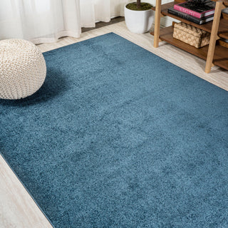 Haze Solid Low-Pile Runner Rug, Navy, 9 X 12