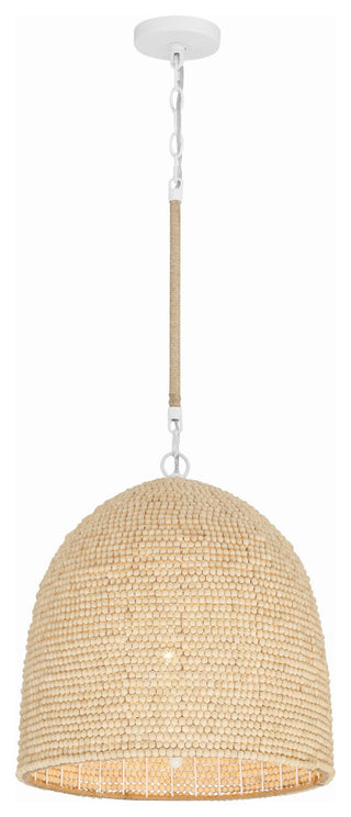 Jasper 3-Light Matte White/Natural Wood Pendant