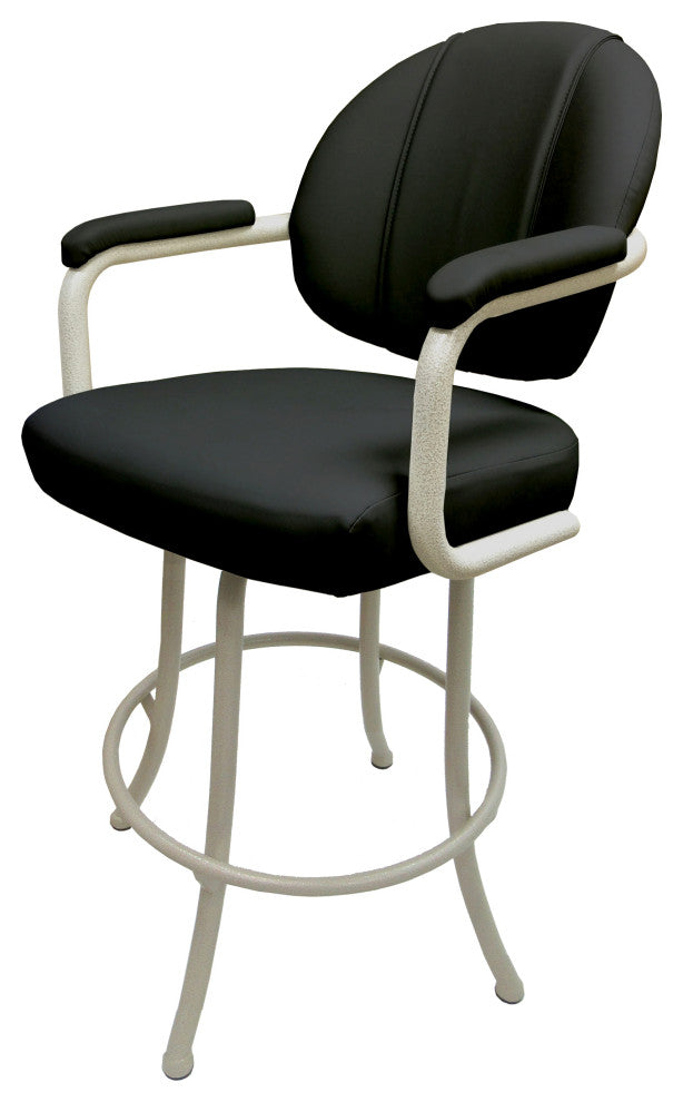 Swivel Counter Metal Pub Set - M-70 Stools 26" or 30", Black Vinyl - Beige, 26", Crackle Glass