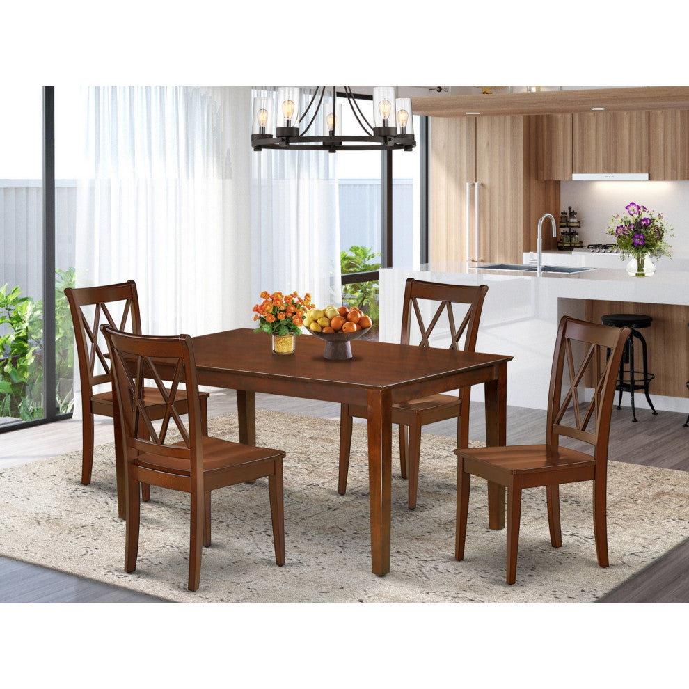 Cacl5-Mah-W 5-Piece Rectangular 60" Table And 4 Double X Back Chairs