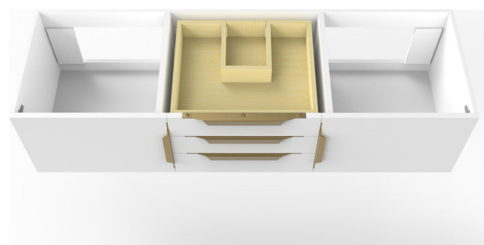CastelloUSA Alpine 60" Wall Mounted Vanity, Base Only, White, Gold Handles