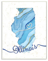 Stupell Industries Illinois Agate Blue US State Design, 13 x 19