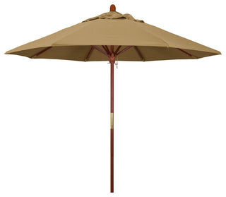 9' Square Push Lift Wood Umbrella, Olefin, Straw