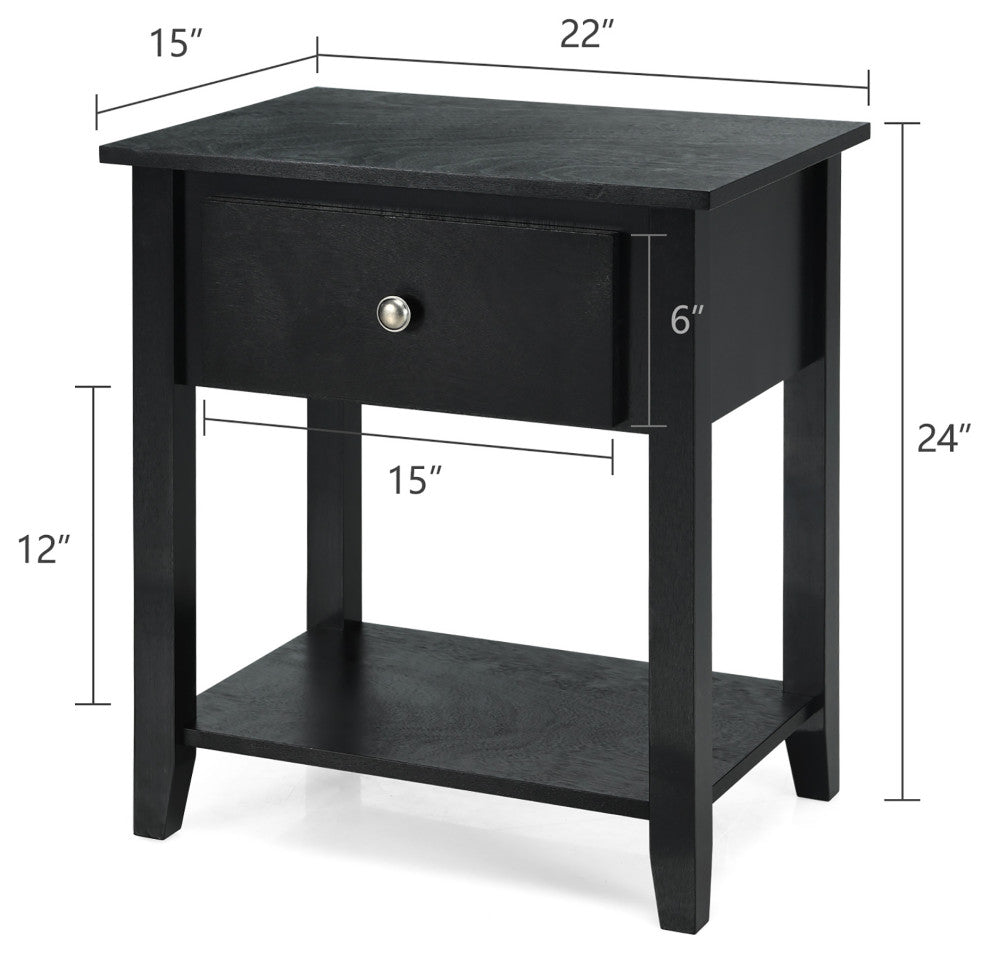Costway Nightstand Beside Table Chest Sofa Table End Table Accent Table Black