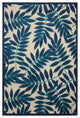 8 x 11 Navy and Beige Leaves Indoor Outdoor Area Rug