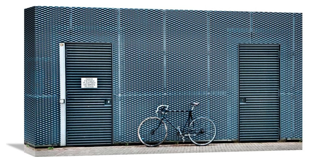 "No Bikes Please" Stretched Canvas Giclee by Linda Wride, 22x12"