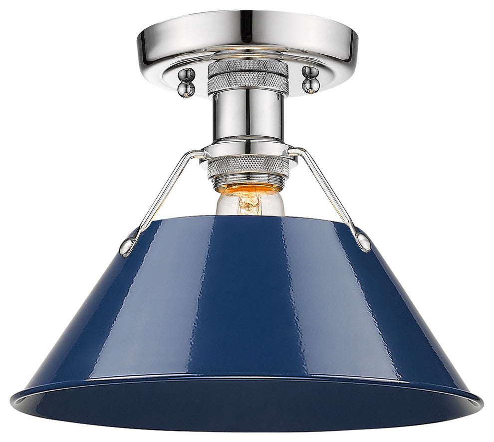 Golden Lighting 3306-FM CH Orwell 10"W Semi-Flush Ceiling Fixture - Chrome with