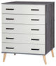 Better Home Products Eli Mid-Century Modern 5 Drawer Chest Charcoal & Silver Oak
