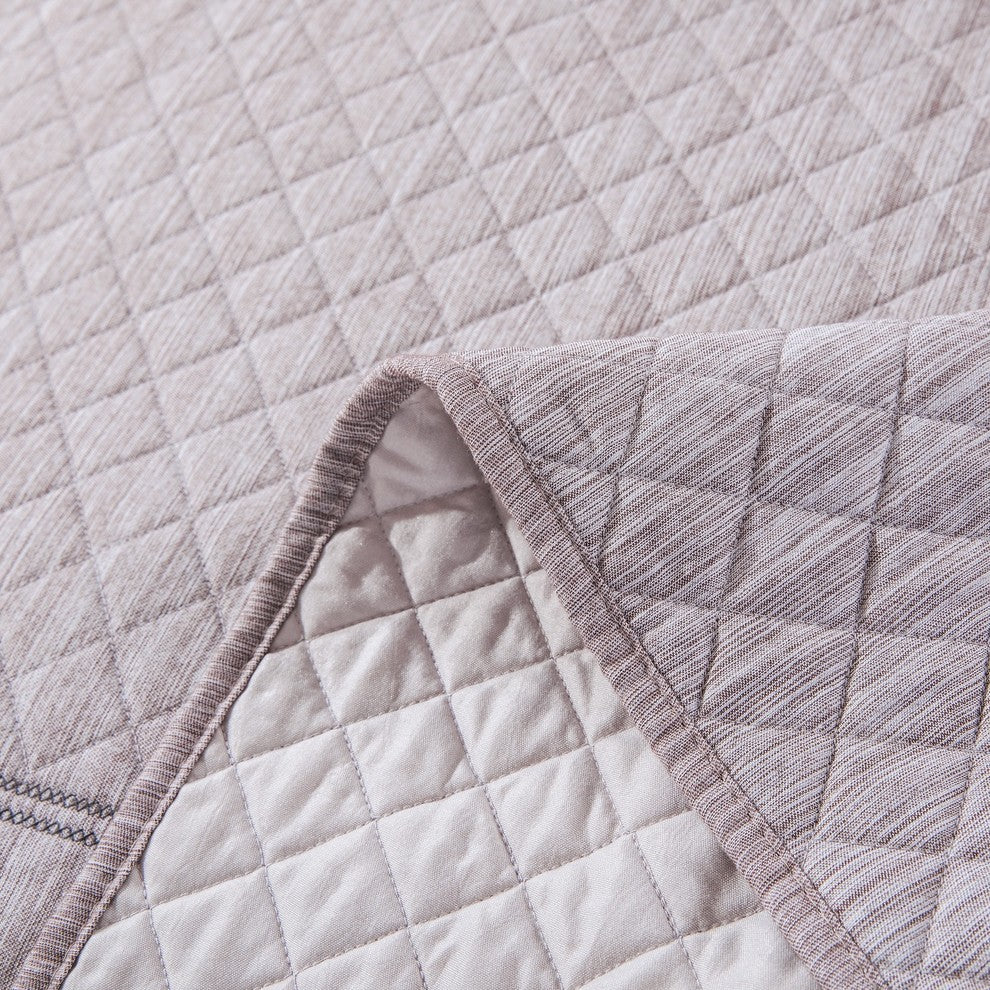 Elegant Intricate Purple Grey Soft Yarn Dyed Quilted Coverlet Bedspread Set, Twi