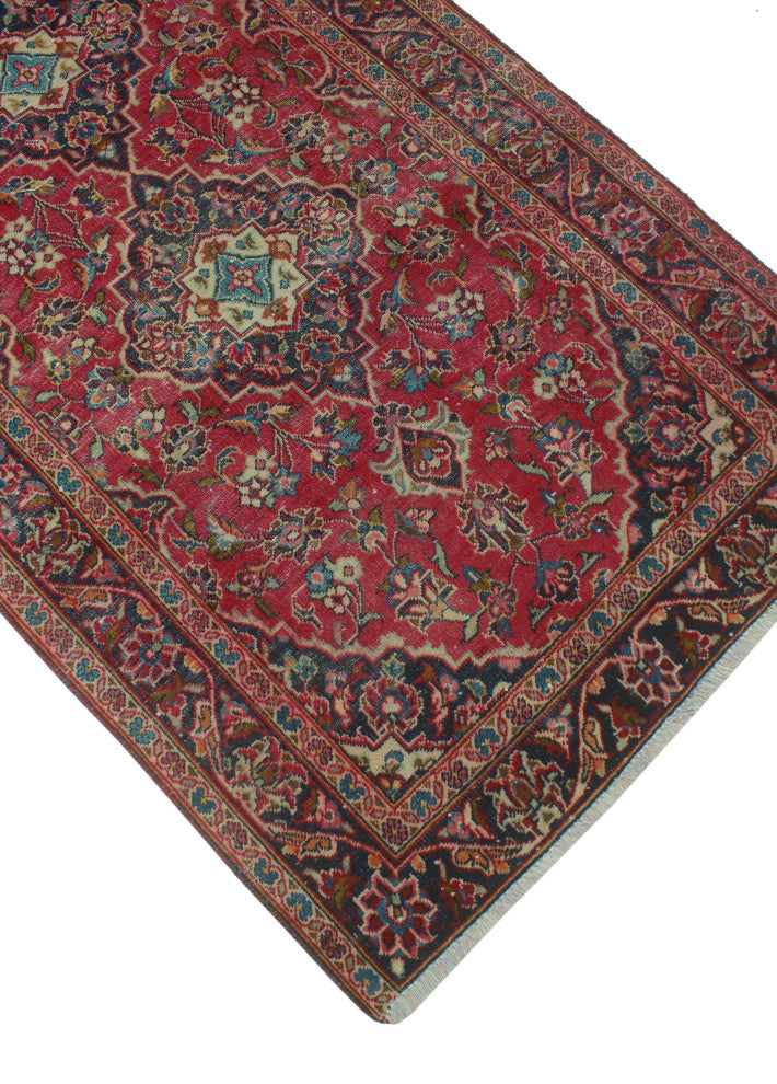 Vintage Distressed Ruby Red Runner