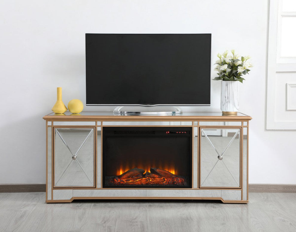 Elegant MF60160G-F1 Modern 60" Mirrored Tv Stand