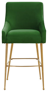 Beatrix Green Velvet Counter Stool, Gold Legs