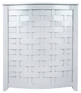 Oceanstar Bowed Front Veneer Wood Laundry Hamper With Interior Bag, White