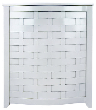 Oceanstar Bowed Front Veneer Wood Laundry Hamper With Interior Bag, White