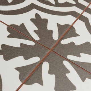 Berkeley Encaustic Ceramic Floor and Wall Tile, Charcoal Brown