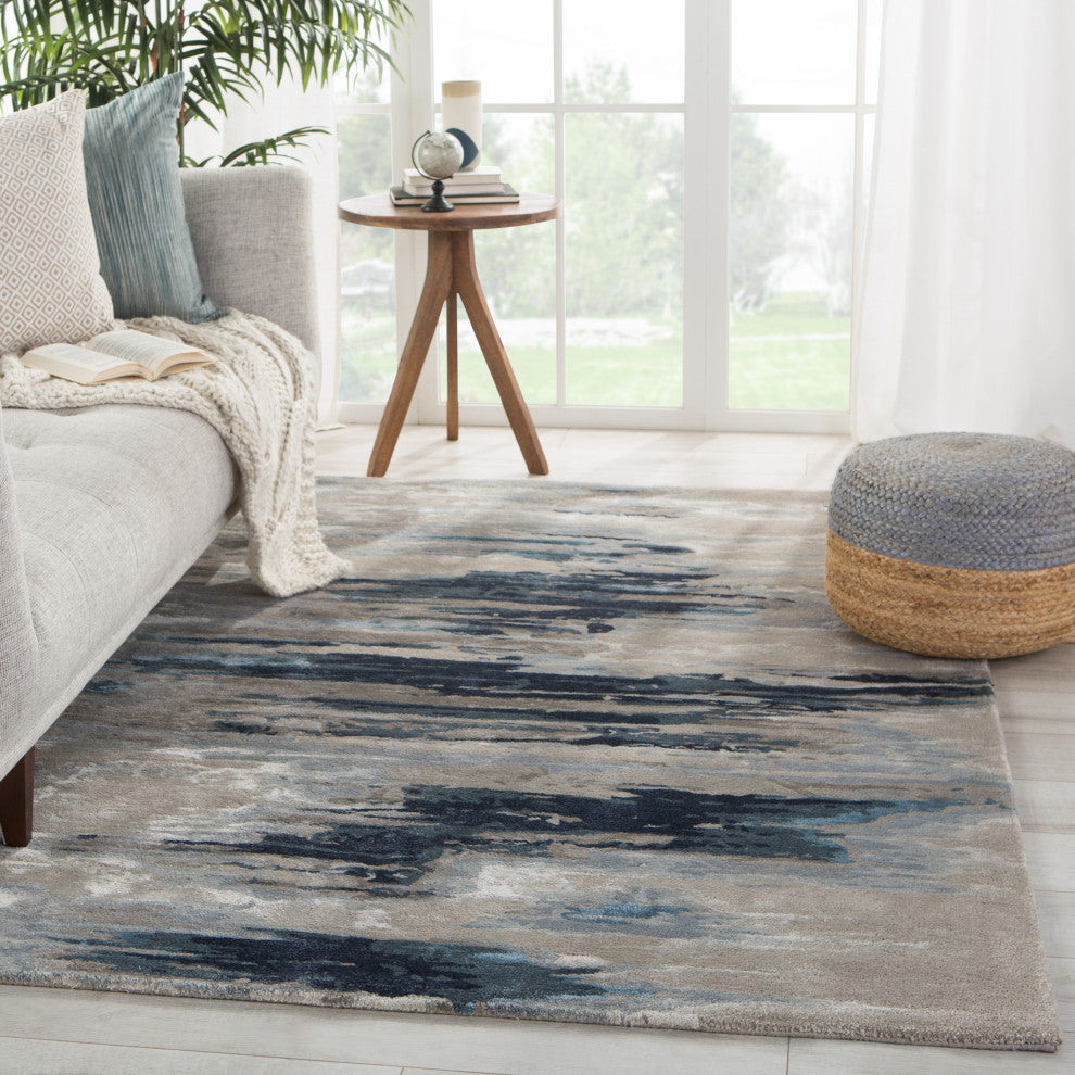 Jaipur Living Ryenn Handmade Abstract Dark Blue/ Gray Area Rug 10'X14'