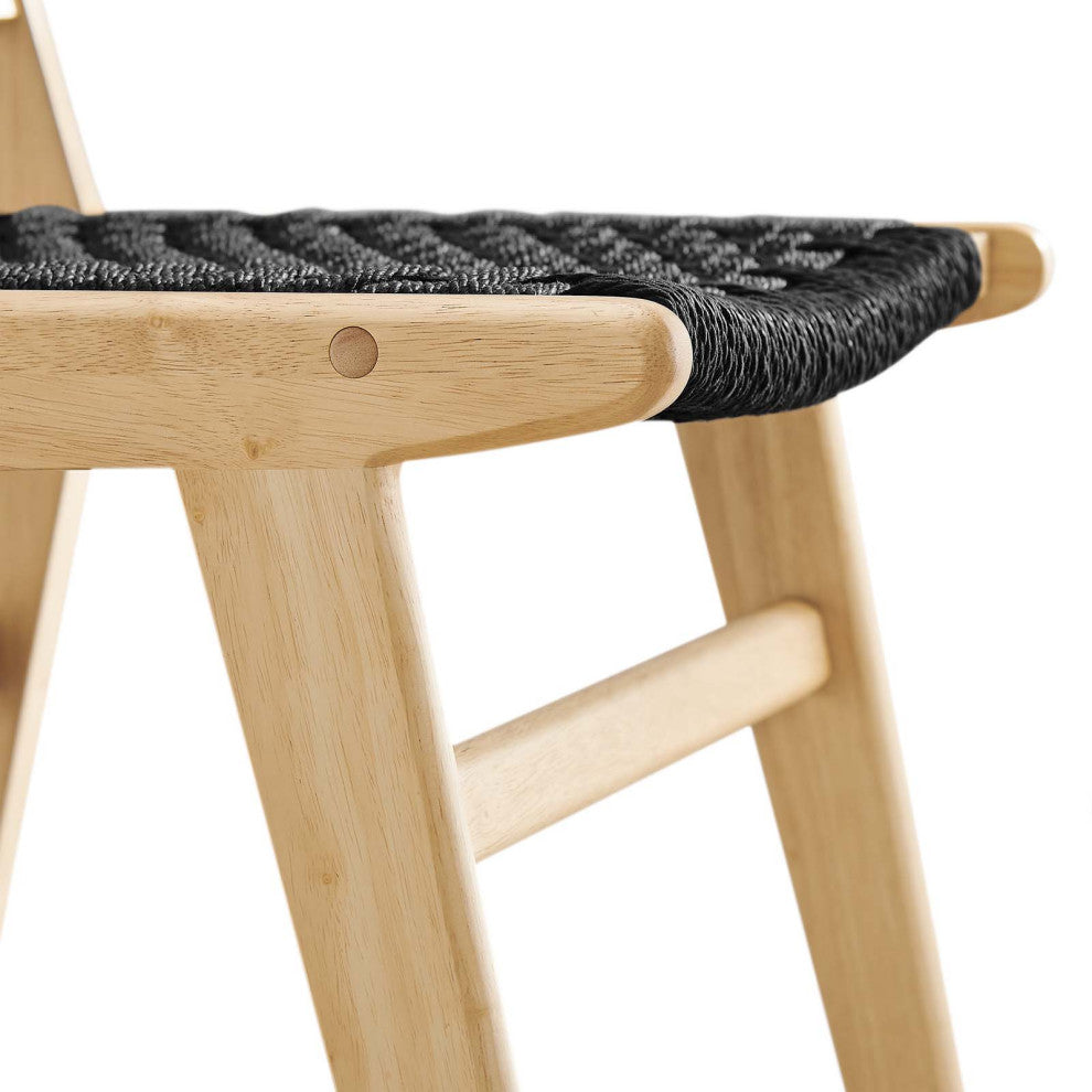 Saoirse Woven Rope Wood Dining Side Chair, Set of 2, Natural Black